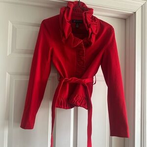 INC women’s blazer jacket red ruffles
